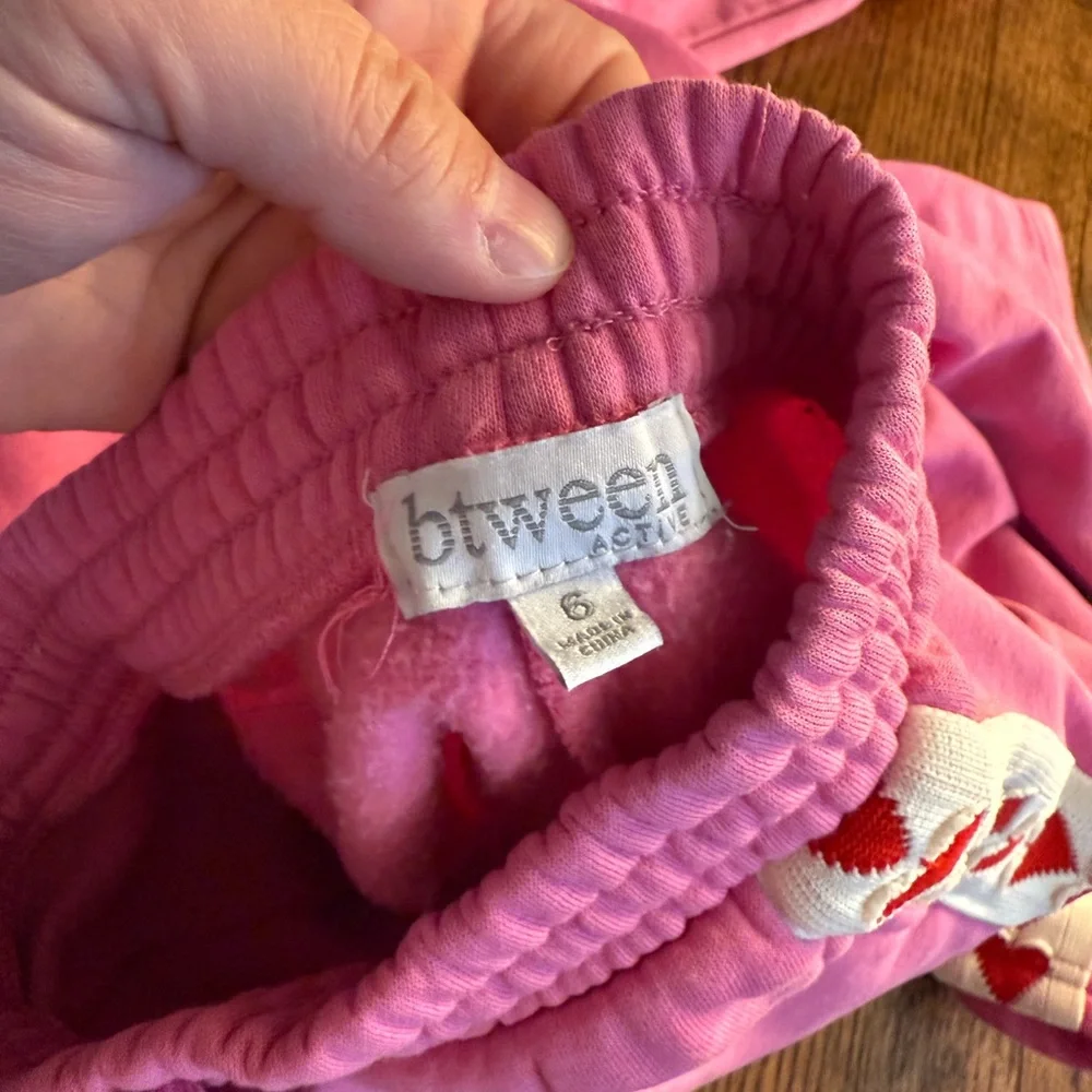 btween Pink Sweatshirt & Joggers Set with Red Heart Trim - Picture 7 of 7